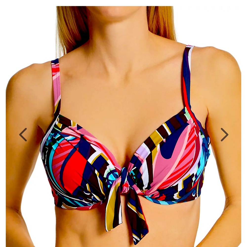 Bleu Rod Beattie Absolutely Fabulous Tie Front Underwire Bra Size D Cup Swim Top